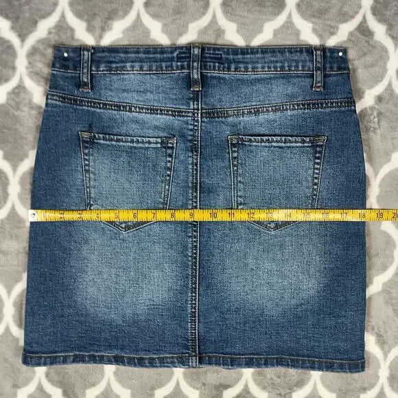 Best Mountain Denim Skirt Women Size L Blue Button Front Western Cowgirl Ranch - Picture 7 of 9